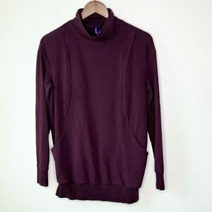 Seraphine Maternity and Nursing Sweat Shirt Mock Neck Pullover Burgundy - Women’